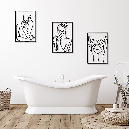Minimalist 3-Piece Metal Women Wall Art Set