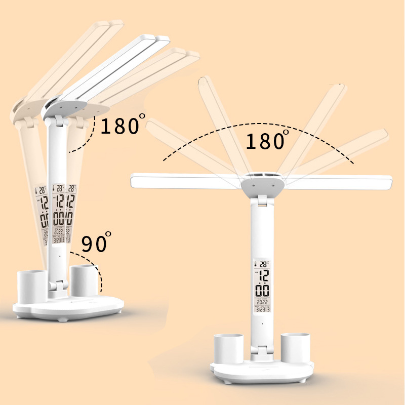 Dimmable LED Desk Lamp with Calendar & Temperature