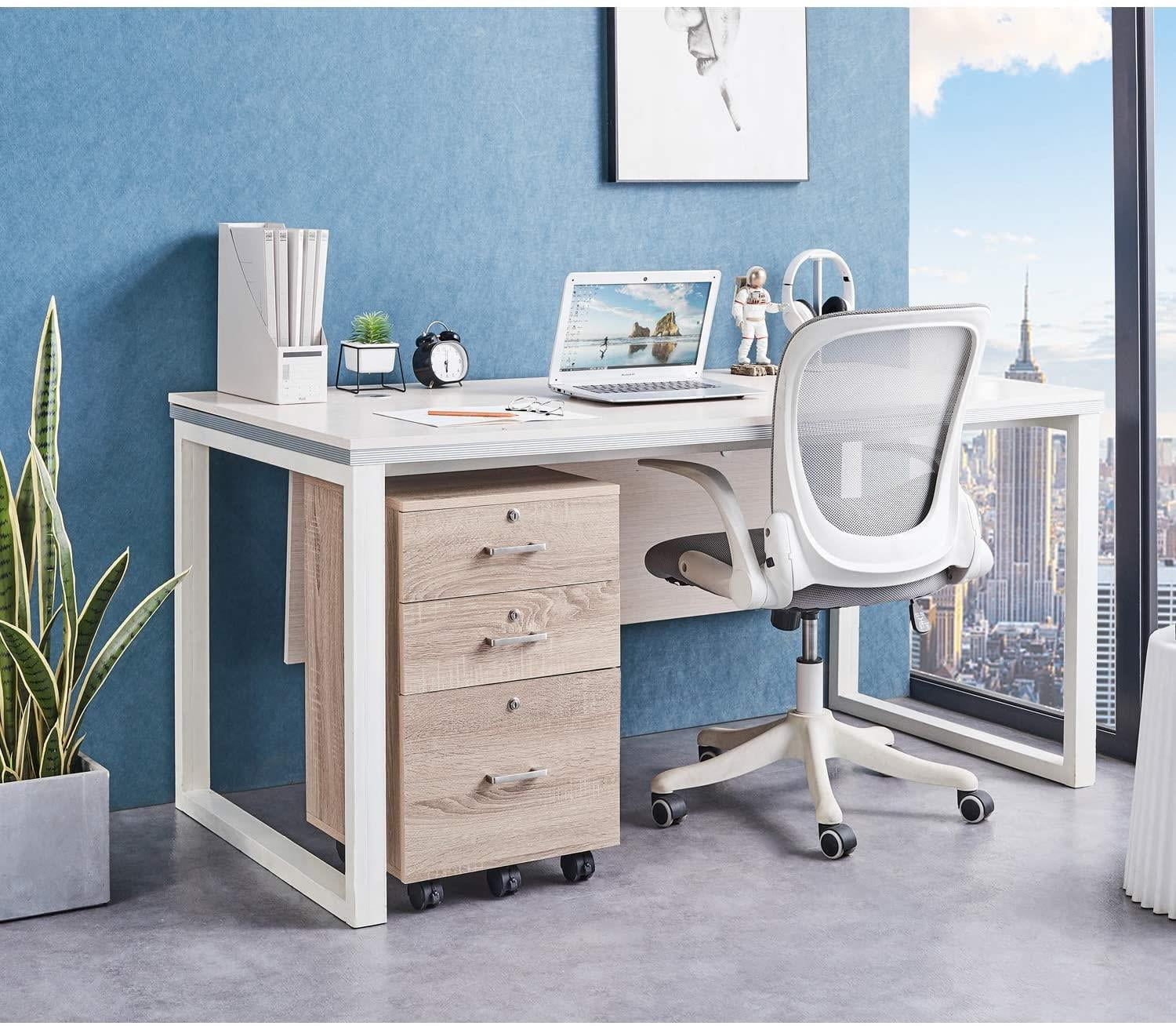 Portable Oak File Cabinet with Lock - Ktaxon