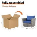 ovios 16 Piece Patio Furniture Set with Fire Pit Table,Outdoor Rattan Wicker Coversation Set with Swivel Rocking Chairs, Sectional Chairs for Outside Porch Balcony Backyard Pool,Blue