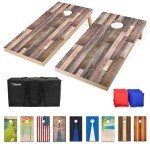 GoSports 4 x 2 ft Regulation Size Wood Cornhole Board Set - Scrapwood Design, Includes 2 Boards, 8 Bean Bags, Carrying Case and Game Rules