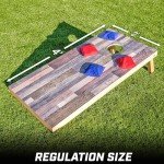 GoSports 4 x 2 ft Regulation Size Wood Cornhole Board Set - Scrapwood Design, Includes 2 Boards, 8 Bean Bags, Carrying Case and Game Rules