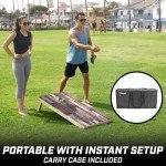 GoSports 4 x 2 ft Regulation Size Wood Cornhole Board Set - Scrapwood Design, Includes 2 Boards, 8 Bean Bags, Carrying Case and Game Rules
