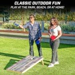 GoSports 4 x 2 ft Regulation Size Wood Cornhole Board Set - Scrapwood Design, Includes 2 Boards, 8 Bean Bags, Carrying Case and Game Rules