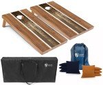 Tailgating Pros Cornhole Boards - 4' x 2' Wooden Pattern Cornhole Game w/Carrying Case & Set of 8 Corn Hole Bags w/Tote