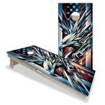 ACE PRO Patriotic Eagle | Professional Cornhole Board Set, No Bounce! Triple Wide Legs, 3/4in Baltic Birch Plywood, Regulation Size, Tournament Style, American Official, Made in USA
