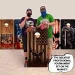 BackYardGamesUSA Pro Cornhole Boards Set | Made in USA | 3/4 Baltic Birch | No Bounce | Triple Thick Legs | Two Brace & Handles, Tournament 2x4 Regulation Set with Score Tower & Cornhole Bags