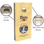 SLICK WOODY's CORNHOLE CO Coors Banquet Cornhole Set with 8 Cornhole Bags, Baltic Birch Plywood Tops for The Smoothest Flattest Playing Surface, Retractable Legs and Back Bounce Brace