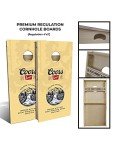 SLICK WOODY's CORNHOLE CO Coors Banquet Cornhole Set with 8 Cornhole Bags, Baltic Birch Plywood Tops for The Smoothest Flattest Playing Surface, Retractable Legs and Back Bounce Brace