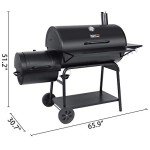 Royal Gourmet CC2036F Barrel Charcoal Grill with Offset Smoker, Outdoor BBQ Grill with 1200 Sq. In. Grilling Area for Large Event Gathering, Black