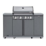 Brand-Man Gas Outdoor Kitchen Island Grill & Storage Cabinets, 52000BTU Stainless Steel Patio Garden Cooking Propane Gas BBQ Grill with Side Burner, Gray (4 Burner)