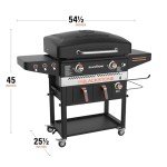 Blackstone 1962 Air Fryer Combo & Two Burners Stainless Steel Gas Hood, Wheels, Two Side Shelf – Heavy Duty Outdoor Griddle Station for Backyard, Patio, 28 inch Black