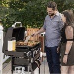 Blackstone 1962 Air Fryer Combo & Two Burners Stainless Steel Gas Hood, Wheels, Two Side Shelf – Heavy Duty Outdoor Griddle Station for Backyard, Patio, 28 inch Black