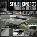 JOOLA Berkshire Outdoor Table Tennis Table - Multi Use Conference Table Dining Table - Concrete Gray Wood Look Includes Steel Outdoor Ping Pong Net Set & Frame - Hybrid Indoor Outdoor Ping Pong Table