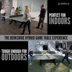 JOOLA Berkshire Outdoor Table Tennis Table - Multi Use Conference Table Dining Table - Concrete Gray Wood Look Includes Steel Outdoor Ping Pong Net Set & Frame - Hybrid Indoor Outdoor Ping Pong Table