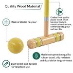 ApudArmis Six Player Croquet Set with Premiun Rubber Wooden Mallets 28In,Colored Ball,Wickets,Stakes - Lawn Backyard Game Set for Adults/Teenagers/Family (Large Carry Bag Including)