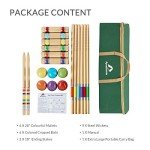 ApudArmis Six Player Croquet Set with Premiun Rubber Wooden Mallets 28In,Colored Ball,Wickets,Stakes - Lawn Backyard Game Set for Adults/Teenagers/Family (Large Carry Bag Including)
