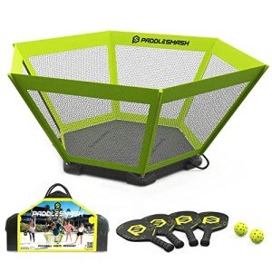 PaddleSmash - Pickleball Yard Game, As Seen on Shark Tank - Beach, Backyard, Lawn, Outdoor Activities for Adults and Family - Easy Assembly, Includes 4 Paddles, 2 Balls & Case