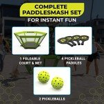 PaddleSmash - Pickleball Yard Game, As Seen on Shark Tank - Beach, Backyard, Lawn, Outdoor Activities for Adults and Family - Easy Assembly, Includes 4 Paddles, 2 Balls & Case