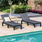 DWVO Outdoor Chaise Lounge with Cushion, Patio Chaise Lounge Chair Set of 2 w/ 5-Level Backrest, Lounge Chair for Garden, Pool, Beach and Patio, Easy Assembly & Lightweight (Black)