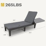DWVO Outdoor Chaise Lounge with Cushion, Patio Chaise Lounge Chair Set of 2 w/ 5-Level Backrest, Lounge Chair for Garden, Pool, Beach and Patio, Easy Assembly & Lightweight (Black)