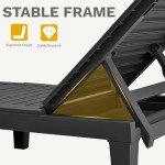 DWVO Outdoor Chaise Lounge with Cushion, Patio Chaise Lounge Chair Set of 2 w/ 5-Level Backrest, Lounge Chair for Garden, Pool, Beach and Patio, Easy Assembly & Lightweight (Black)