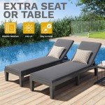 DWVO Outdoor Chaise Lounge with Cushion, Patio Chaise Lounge Chair Set of 2 w/ 5-Level Backrest, Lounge Chair for Garden, Pool, Beach and Patio, Easy Assembly & Lightweight (Black)