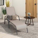 Giantex 2 Pack Patio Lounge Chair, Outdoor Chaise Lounge with 5 Adjustable Backrest, Sturdy Steel Frame, Sunbathing Recliner, Beach Chair, Tanning Chair for Outside, Yard, Balcony, Pool Chairs, Brown