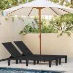 YITAHOME Patio Lounge Chair Set of 4, Outdoor Chaise Lounge with 5-Position Backrest, 265lbs Weight Capacity for Backyard, Poolside, Waterproof & Easy Assembly (Black)