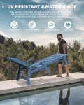 SERWALL Patio Chaise Lounge Chair, 78'' Long HDPE Outdoor Lounge Chair 5 Positions Adjustable Outdoor Lounger, Poly Lounge Chair with Rolling Wheels & Cup Holder for Pool, Navy Blue