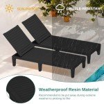 YITAHOME Patio Lounge Chair Set of 4, Outdoor Chaise Lounge with 5-Position Backrest, 265lbs Weight Capacity for Backyard, Poolside, Waterproof & Easy Assembly (Black)