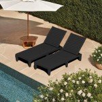 YITAHOME Patio Lounge Chair Set of 4, Outdoor Chaise Lounge with 5-Position Backrest, 265lbs Weight Capacity for Backyard, Poolside, Waterproof & Easy Assembly (Black)