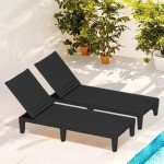 YITAHOME Patio Lounge Chair Set of 4, Outdoor Chaise Lounge with 5-Position Backrest, 265lbs Weight Capacity for Backyard, Poolside, Waterproof & Easy Assembly (Black)