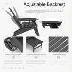 NAVINE Adjustable Adirondack Chair with Retractable Ottoman Set of 2, HDPE Folding Adirondack Chair with Cup Holder, All Weather Fire Pit Chair for Outdoor.