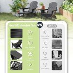 NAVINE Adjustable Adirondack Chair with Retractable Ottoman Set of 2, HDPE Folding Adirondack Chair with Cup Holder, All Weather Fire Pit Chair for Outdoor.