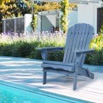 Outdoor Wooden Folding Adirondack Chair with Pre-Assembled BackRest, Patio Chair for Garden Lawn Backyard Deck Pool Beach Firepit