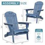 Outdoor Wooden Folding Adirondack Chair with Pre-Assembled BackRest, Patio Chair for Garden Lawn Backyard Deck Pool Beach Firepit