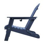 LOUNZY Folding Adirondack Chair Set of 2, HDPE All-Weather Folding Adirondack Chair with Cup Holders, Outdoor Patio Adirondack Chair for Deck Lawn Fire Pit, Navy