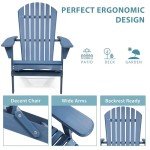 Outdoor Wooden Folding Adirondack Chair with Pre-Assembled BackRest, Patio Chair for Garden Lawn Backyard Deck Pool Beach Firepit