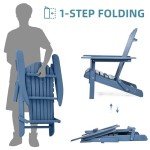 Outdoor Wooden Folding Adirondack Chair with Pre-Assembled BackRest, Patio Chair for Garden Lawn Backyard Deck Pool Beach Firepit
