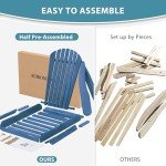 Outdoor Wooden Folding Adirondack Chair with Pre-Assembled BackRest, Patio Chair for Garden Lawn Backyard Deck Pool Beach Firepit