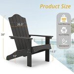 LUE BONA Adirondack Chairs Set of 4, Black Poly Adirondack Chair, Modern Plastic Adirondack Fire Pit Chairs Weather Resistant for Patio, Porch, Deck, Pool, Garden, Backyard