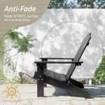 LUE BONA Adirondack Chairs Set of 4, Black Poly Adirondack Chair, Modern Plastic Adirondack Fire Pit Chairs Weather Resistant for Patio, Porch, Deck, Pool, Garden, Backyard