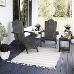 LUE BONA Adirondack Chairs Set of 4, Black Poly Adirondack Chair, Modern Plastic Adirondack Fire Pit Chairs Weather Resistant for Patio, Porch, Deck, Pool, Garden, Backyard