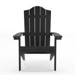 LUE BONA Adirondack Chairs Set of 4, Black Poly Adirondack Chair, Modern Plastic Adirondack Fire Pit Chairs Weather Resistant for Patio, Porch, Deck, Pool, Garden, Backyard
