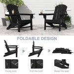 FOOWIN Adirondack Chair Set of 4,HDPE Folding Adirondack Chairs All-Weather Resistant Adirondack Chair w/4 in 1 Cup Holder Trays, Fire Pit Chairs for Outdoor, Patio, Lawn, Garden, Backyard Deck Black