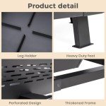 Auhilence 43" Large fire Pit, Square Outdoor Fire Pit with Pocker, Hight Quality Wood Burning Fire Pit for Camping, Backyard, Patio