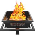 Auhilence 43" Large fire Pit, Square Outdoor Fire Pit with Pocker, Hight Quality Wood Burning Fire Pit for Camping, Backyard, Patio