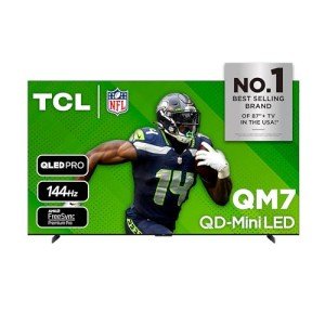 TCL 98-Inch QM7 QLED 4K Smart QD-Mini LED TV with Google TV (98QM751G, 2024 Model) Dolby Vision IQ, Dolby Atmos, HDR, Game Accelerator up to 240Hz, Voice Remote, Works with Alexa, Streaming Television