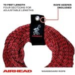 Airhead Trick Handle Wakeboard Rope, 4 Sections, 75-Feet, Red